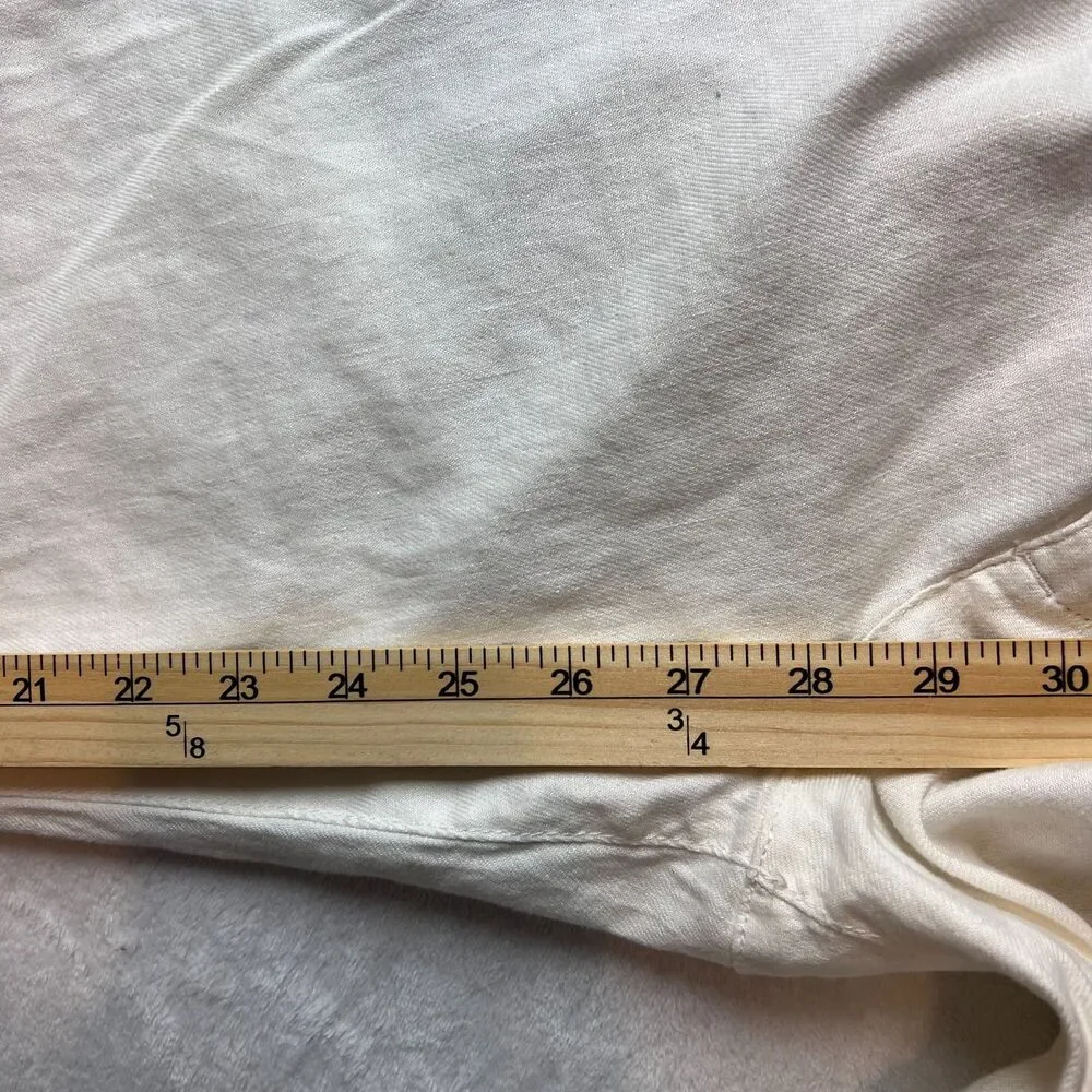 Tommy Bahama Men's White Linen Blend Elastic Waist Straight Leg Pants Size L 32